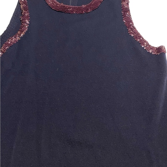 J. Crew women’s sz L sequins edges 50% merino wool tank top zip back lightweight - Picture 6 of 8